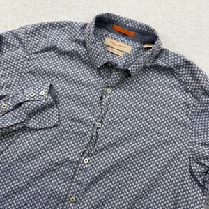 Tommy Bahama Mens Island Modern Fit Button Down Shirt L Blue Geometric Print